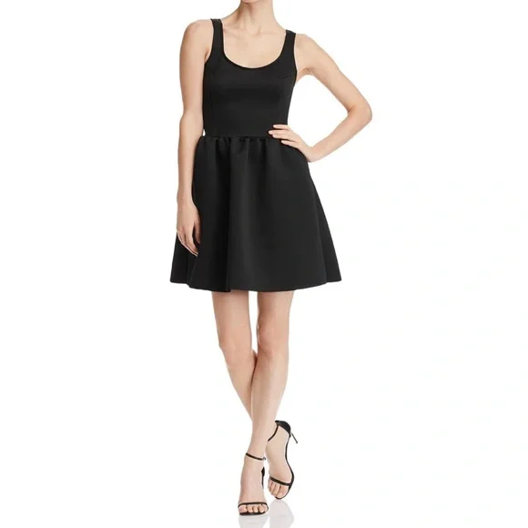 Aqua Womens Fit and Flare Neoprene Mini Dress Black S